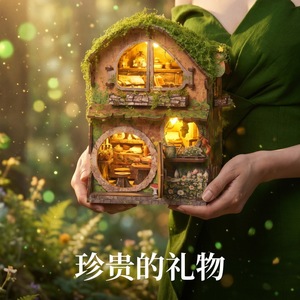 Kit de bricolage en bois pour serre-livres, modèle de maisonnette Ivy Cottage, puzzle 3D, décoration d'étagère, cadeau créatif pour adolescents et adultes - Product Image 2