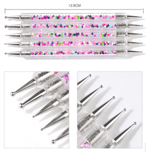 Lápiz de Puntos para Decoración de Uñas, Herramienta de Doble Punta con Mango de Perlas Coloridas para Manicura DIY y Salón de Belleza - Product Image 2
