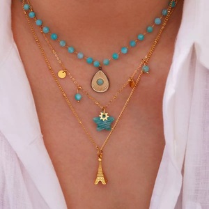 Collar de Amazonita Natural con Cristal Curativo, Chapado en Oro de 14k, Colgante de Sol <span class=keywords><strong>y</strong></span> Estrella Celestial, Ajustable, Joyería para Mujer, Venta al Por Mayor - Product Image 6