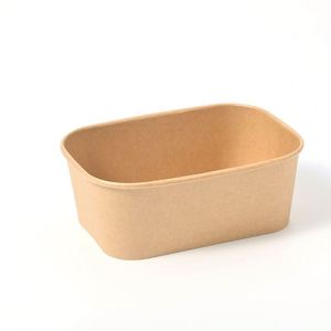 Traditional Style Eco Friendly Kraft Paper Rectangular Disposable Biodegradable Salad <b>Bowl</b> <b>With</b> <b>Lid</b> Camping Food Container - Product Image 2