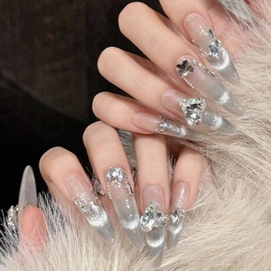 Cosy Leaf Puntas de Uñas Postizas Adhesivas Stiletto con Diseño Pre-estilizado de Paisaje Primaveral, Efecto Ojo de Gato, Alto Contraste, Brillantes y Nítidas - Product Image 3