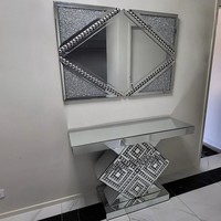 NOUVELLE ARRIVÉE ENSEMBLE DE TABLE ET MIROIR CONSOLE EN FORME DE DIAMANT ANTIQUE