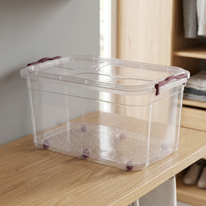 Large 50L Wheeled PP Durable Rectangle Food Storage Container Airtight Leak-Proof Lid BPA Free Dishwasher <b>Safe</b> Eco-Friendly - Product Image 2