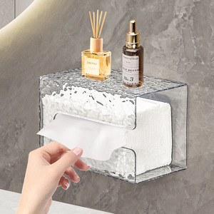 Wall Mounted Tissue Box Transparent White Multi Function For Bathroom <b>Kitchen</b> <b>Storage</b> - Product Image 3