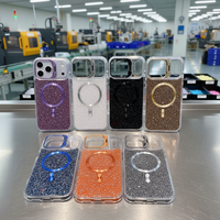 Coque de téléphone magnétique en métal de 2,0 mm avec plaque arrière en diamant scintillant pour iPhone 17 Pro Max