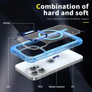 Wholesale Transparent Magnetic Shockproof PC Privacy Phone Case For IPhone 14 Pro Max Covers