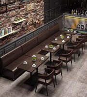Meubles de restaurant vintage, banquette en cuir, table et chaises en bois, ensemble de canapé pour café, bar, hôtel