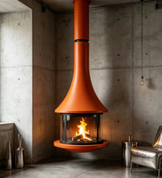 Cheminée suspendue au plafond en laiton sans fumée, personnalisée, grande taille, pour hôtel, au gaz naturel, avec foyer en bois, OEM