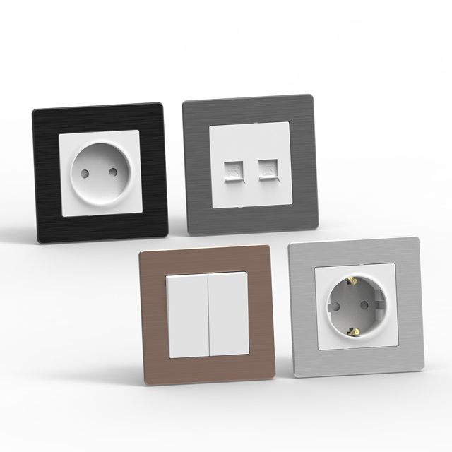 IGOTO EU Standard Wall Switch Cover Metal Aluminum Furniture Warehouse Outlet Socket and Switch Interruptor de Luz de Pared