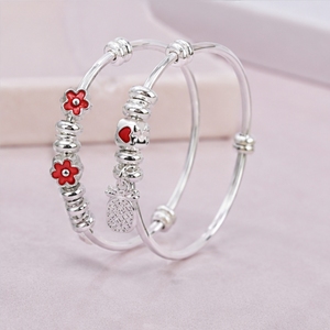 925 Silver Baby Kada <b>Bracelet</b> for Kids Adjustable Designer Kadli Traditional Cute Jewelry Gift for Children - Product Image 5