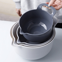 Ensemble de 4 saladiers en plastique avec becs verseurs et poignées, lavables au lave-vaisselle et durables pour les fêtes, la pâtisserie, la cuisine et le service