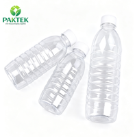 Bouteille d'eau en plastique PET vide, transparente, pour eau minérale, jus, boissons, avec bouchon à vis