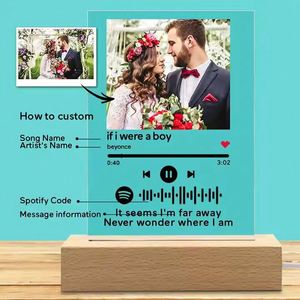 Support en bois écologique personnalisé de haute qualité avec acrylique UV pour plaque d'album musical, veilleuse 3D au design moderne - Product Image 2