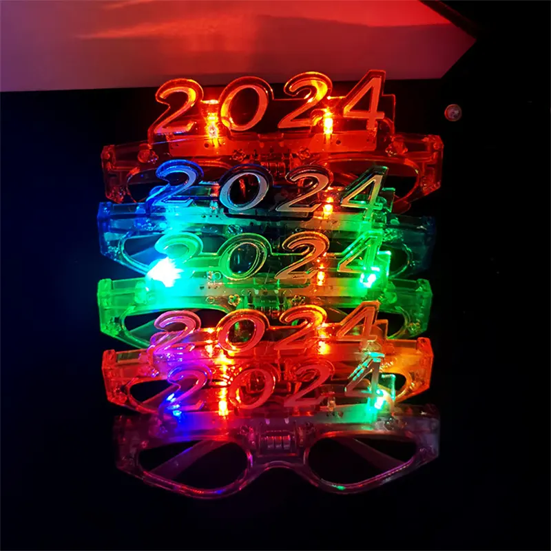 New arrival 2024 Number LED Glow Glasses Light Up Glasses glow in the dark New Year Luminous Glasses For Party Supplies