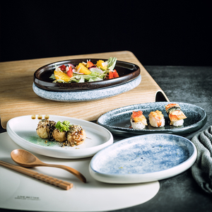 Platos de Cerámica Japonesa Irregulares de 9.5 Pulgadas para Servir Comida, Vajilla para Catering, Platos para <span class=keywords><strong>Restaurante</strong></span>, Gran Venta - Product Image 1