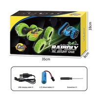 Coche de Control Remoto 1:28, 2.4ghz, Rápido, Acrobático, para Niños, Doble Cara, 2 en 1, con Ruedas y Pistas, Juguete Bailarín, Rotación de 360 Grados