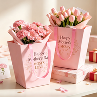 Sac en papier trapézoïdal imprimé sur mesure avec poignée en satin de qualité supérieure, sac cadeau floral pour bouquets de fleuristes, emballage pour fleurs de fête