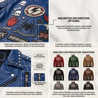 Chaqueta de Motociclista de Piel de Oveja con Tachuelas OEM para Hombre, Chaqueta de Cuero Genuino con Apliques de Piel y Parches Bordados Estilo Punk Rock