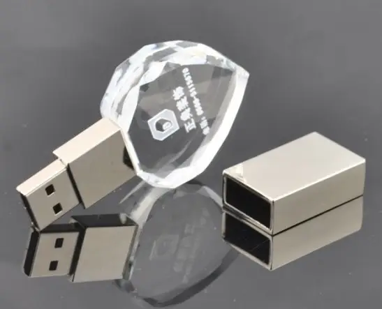 Hot Selling Crystal USB Flash Drives 3.0 2.0 Customized 3D Logo With LED Light 2GB 4GB 8GB 32GB 64GB Crystal USB Stick