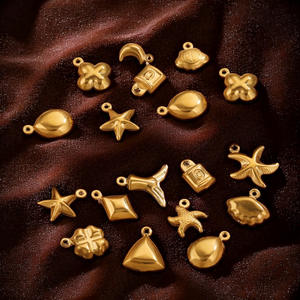 Impermeable PVD chapado en oro DIY encanto pendientes estrella de cinco puntas Luna colgante de acero inoxidable fabricación de joyas cristianas religiosas - Product Image 2