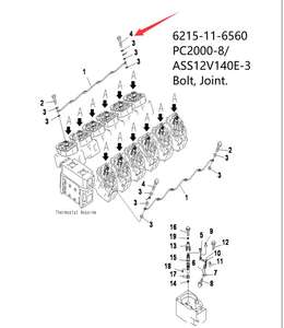 בורג חיבור להחזרת דלק למחפר טרקטורים, מספר חלק 6215-11-6560 6215116560 עבור קומטסו - Product Image 4