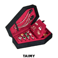 Boîte à bijoux en velours en forme de cercueil pour Halloween, avec couvercle rabattable, pour boucles d'oreilles et bagues, boîte de rangement multi-compartiments, boîte cadeau pour bijoux, vente en gros, logo personnalisé
