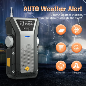 Radio portátil con manivela de emergencia a batería de 4000mAh con linterna LED y alarma SOS FM AM WB bandas para uso doméstico - Product Image 4