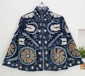 Hand Embroidered Velvet <b>Jacket</b> Women's <b>Mandarin</b> <b>Collar</b> Floral Pattern Full Sleeve Winter Elegant Style in Wholesale price - Product Image 1