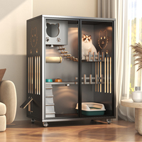 Villa Féline Multi-Niveaux de Luxe en Bois, Maison pour Chat Écologique et Respirante, Cage d'Intérieur Améliorée pour Petits Animaux