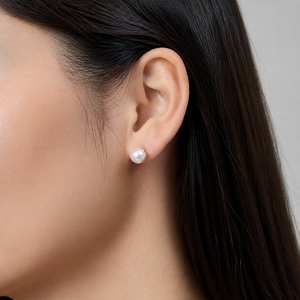 Boucles d'oreilles clous imitation perle en acier inoxydable plaqué or 14 carats sous vide, rondes 6 mm, bijoux classiques - Product Image 5