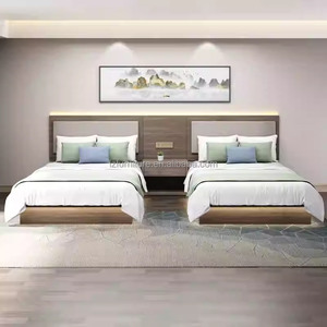 Complete Hotel Bedroom Furniture Sets Wood Queen King Bed Frame <b>With</b> Headboard Nightstand <b>Desk</b> Wardrobe for 3 Star Hotel Project - Product Image 4