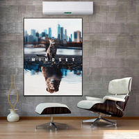SQ 40*60cm pola pikir adalah semua kutipan motivasi Canvasto menjadi kucing atau singa Poster dinding dekorasi lukisan cetak