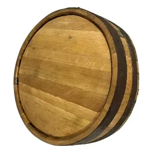 Tapa Decorativa para Barril de Roble con Aros Marrón Oscuro, Centro de Mesa Rústico para Bodas - Product Image 1