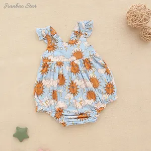 Wholesale Ruffle Style Baby Romper Summer Lovely Baby Girls Suspender 100%cotton Fabric Sleeveless Baby Romper