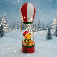 Ornements de Noël en métal LED personnalisables faits à la main, ours en peluche sur ballon à air chaud, artisanat rouge 11,5x11,5x37cm, utilisation en intérieur