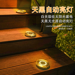 ไฟ LED พลังงานแสงอาทิตย์แบบฝังพื้น 8LED สแตนเลสสตีล ติดตั้งแบบฝัง IP65 กันน้ำ สำหรับสวน ลานบ้าน สนามหญ้า - Product Image 4