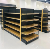 Étagères Gondoles Personnalisées Effet Bois, Présentoirs de Supermarché, Équipements Métalliques, Rayonnages d'Entreposage