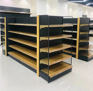 رفوف عرض معدنية مخصصة بتصميم خشبي للمتاجر والسوبر ماركت، معدات تخزين وتجهيزات مستودعات - Product Image 1