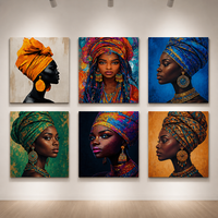 Peinture à l'huile sur toile moderne et colorée de femme noire afro-américaine, idéale pour le salon, vente en gros, livraison directe