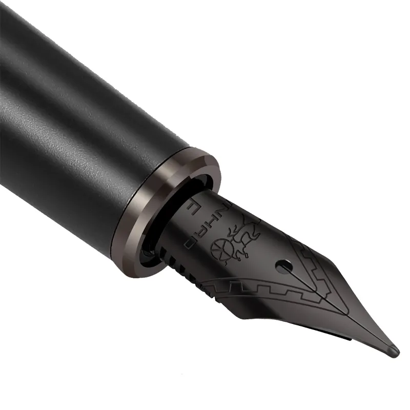 Jinhao 95 yeni titanyum siyah ince ucu dolma kalem mat siyah pürüzsüz yazı siyah kalem