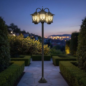 Lampadaire solaire TSINYE à 3 têtes, IP44, étanche, pour <span class=keywords><strong>extérieur</strong></span>, jardin, lumière solaire 3000K blanc chaud, ampoule remplaçable 3000K - Product Image 6