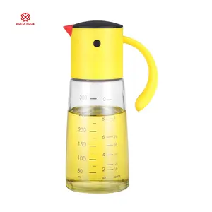 300ML Dapur Kuning Minyak Zaitun Cerat Kecap Dispenser Lucu Kaca Gravitasi Minyak & Cuka Dispenser Botol dengan Pegangan