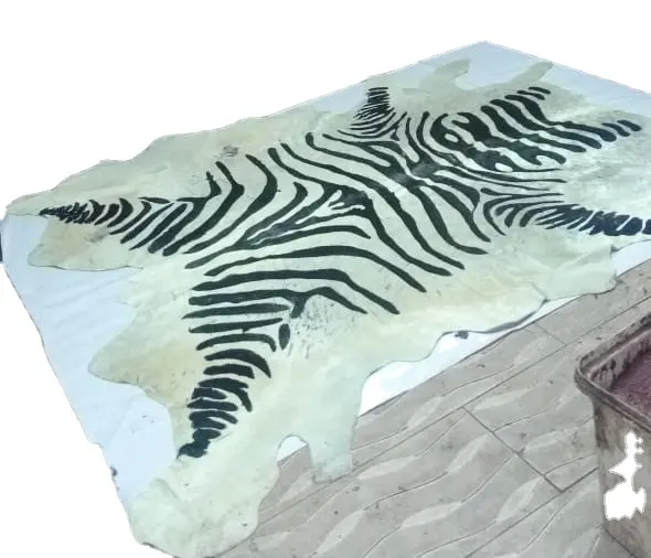 Printed Zebra Pattern Cow Hides With Hair On