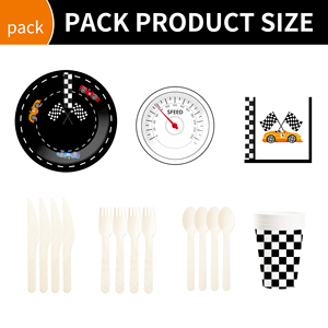 Platos, Vasos y Servilletas Desechables de Papel con Diseño de Panel de Instrumentos de Automóvil DAMAI en Blanco y Negro - Product Image 5