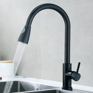 <strong>Matte</strong> <strong>Black</strong> 304 Stainless Steel <strong>Pull</strong> Out Kitchen Sink Faucet Flexible Sprayer 2 Spray Modes Deck Mount Kitchen Mixer Tap - Product Image 2
