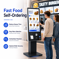 Terminal de commande automatique personnalisé pour les chaînes de restaurants, gestion de menu à distance, paiement POS, Intel Core I5, sur pied