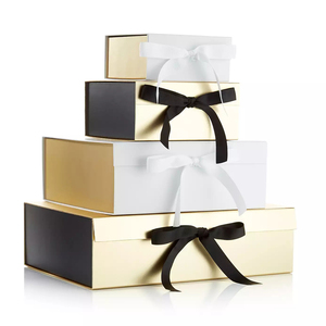 Cajas de Regalo rígidas y plegables magnéticas con Logo personalizado, caja de regalo con cierre de cinta, color dorado metálico - Product Image 6