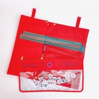 Cadeaux pour les joueurs : Sac de rangement en nylon pour Mahjong, Rouge Noël, Étui de rangement pour tuiles de Mahjong, Support pour tuiles, Fermeture à bouton-pression doré, Sacs enroulables pour Mahjong