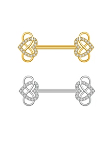 Anelli per capezzoli all'ingrosso in acciaio inossidabile placcati oro 18 carati con zirconi per gioielli da donna per matrimonio, corpo, orecchio e <span class=keywords><strong>helix</strong></span> - Product Image 4
