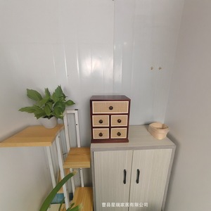 Retro Multi Layer Storage Cabinet Solid Wood <b>Desktop</b> Rattan Mini Jewelry Box 3 Drawers Creative Organizer Drawer Style <b>Shelf</b> - Product Image 4